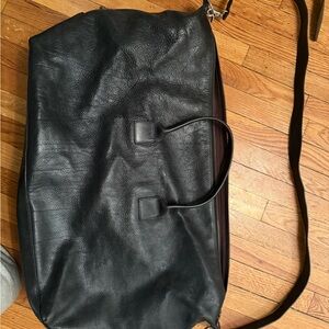 John Varvatos XL Black Leather Men's weekender Bag